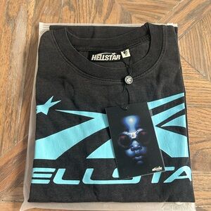 Hellstar Black Tee with Blue Graphic